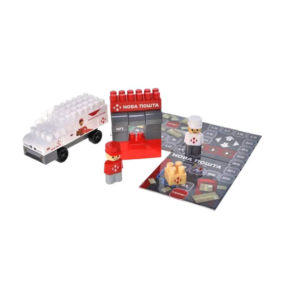 Конструктор блочний Qbee Block &amp; Steps: НОВА ПОШТА. Поштомат Майбутнього + ходилка і гра 3 в 1, 42 деталі, від 3 років (QB300-107)